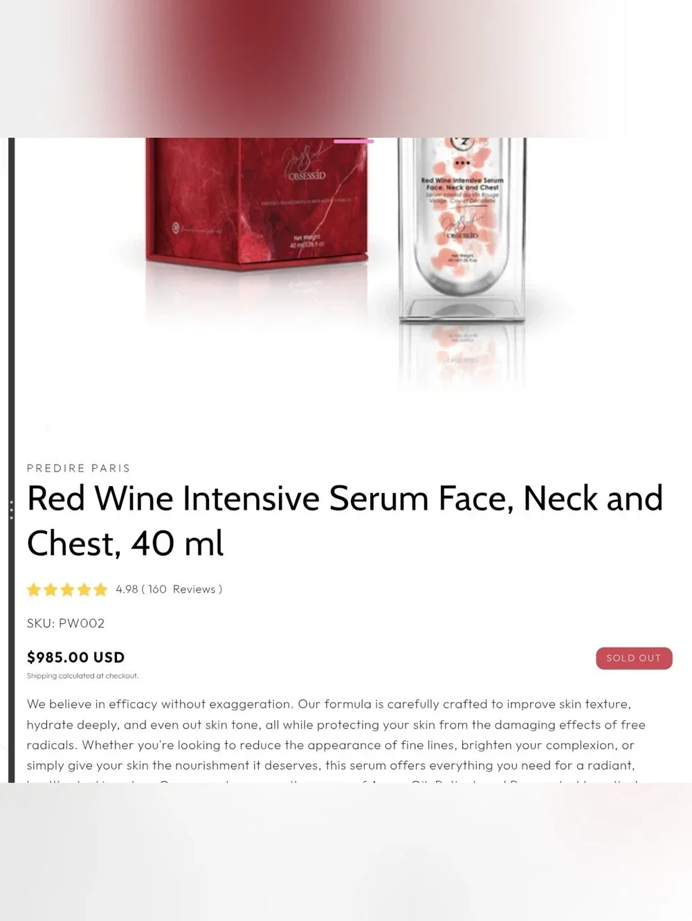 Red Wine Intensive Serum for Face, Neck & Chest - Red